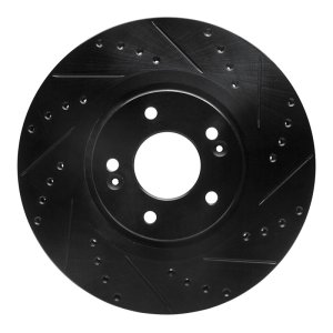 Kia Sorento Brake Rotor (1) - Front Right - R1 Concepts - Drilled & Slotted - Black - `15-`20